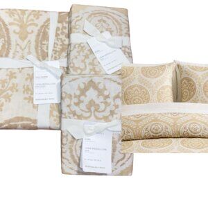 Pottery Barn Cotton Linen Blend Full/Queen Duvet and 2 Euro Shams Lena Medallion